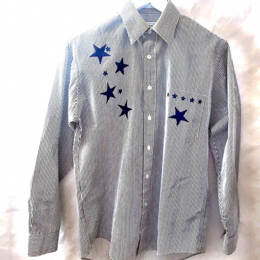 Stripe Star Trend Applique Embroidered 90’s Top - Picture 1 of 8